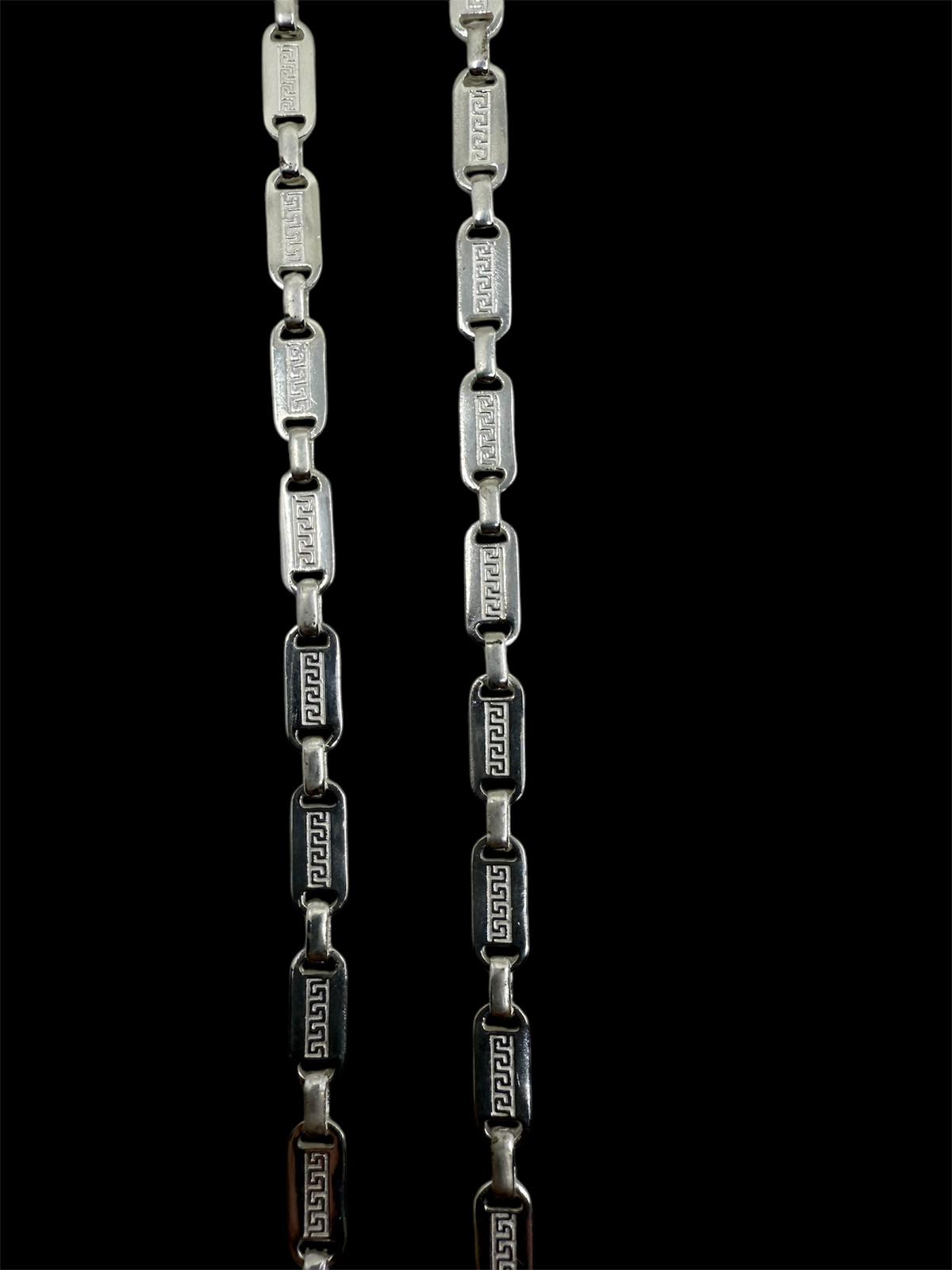 Sterling Silber 925 Halskette Panzer Griechischer Muster 4mm Massiv