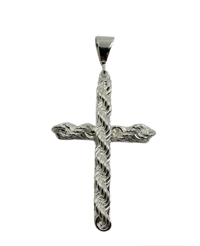Kreuz-Anhänger mit 6 mm Kordelkette aus 925er Silber