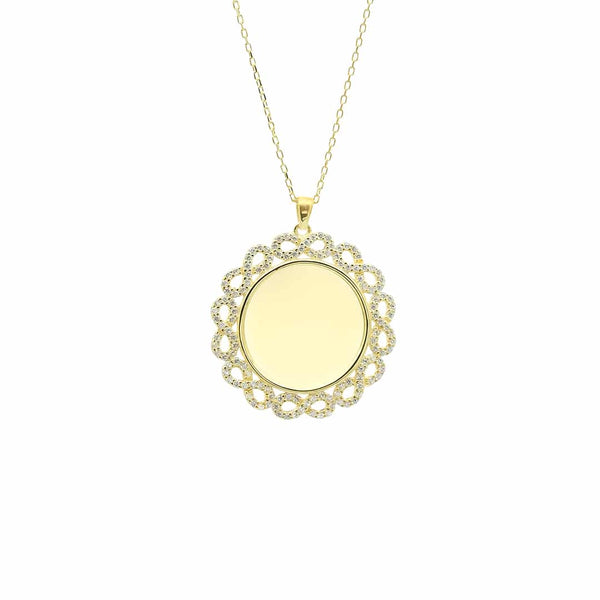 Gravurkette Flower mit Zirkonia aus 925er Silber