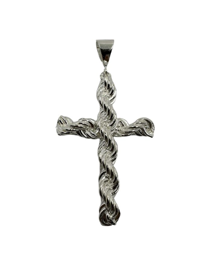 Kreuz-Anhänger mit 6 mm Kordelkette aus 925er Silber – Ansicht 2