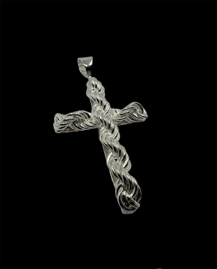 Kreuz-Anhänger mit 6 mm Kordelkette aus 925er Silber – Ansicht 3