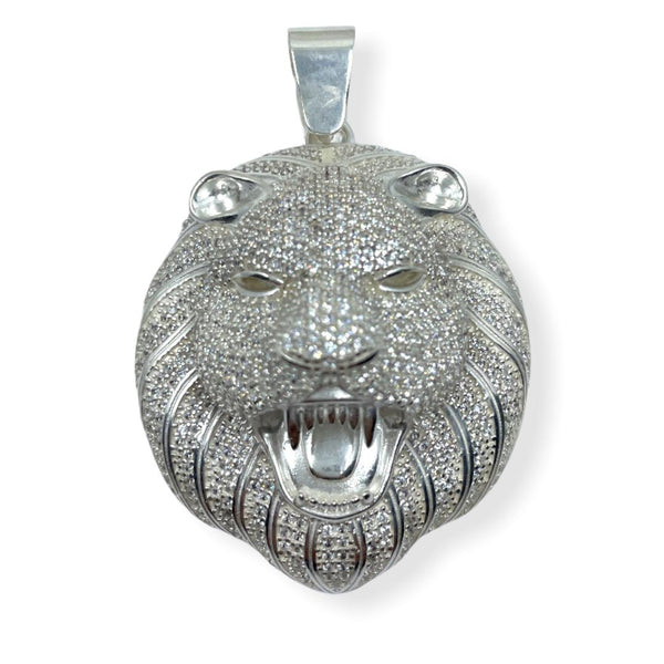 Kleiner Löwenkopf-Anhänger Iced Out aus 925er Sterlingsilber