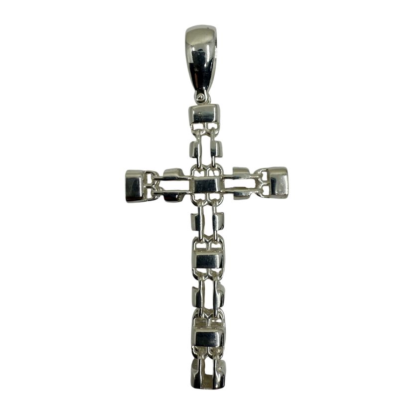 Kreuz-Anhänger mit 6 mm Käfigkette aus 925er Sterlingsilber