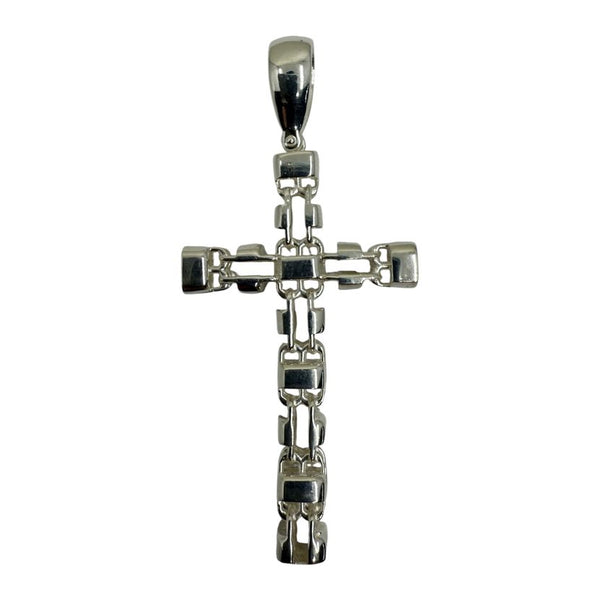 Kreuz-Anhänger mit 6 mm Käfigkette aus 925er Sterlingsilber