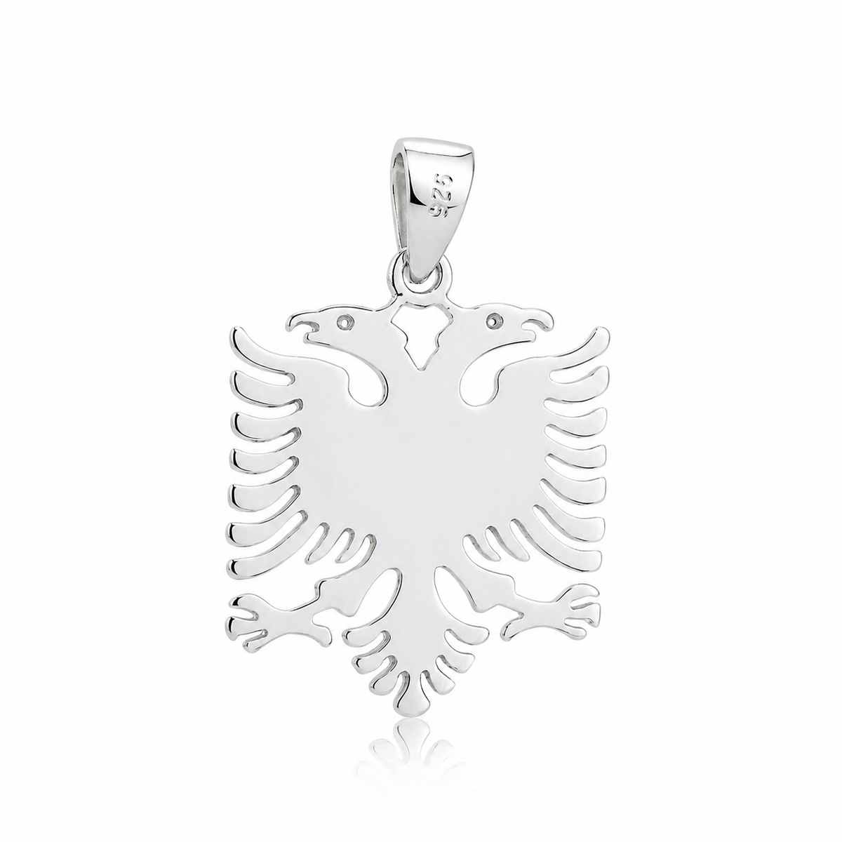 Albanische Flagge Anhänger mit Doppeladler aus 925er Sterlingsilber