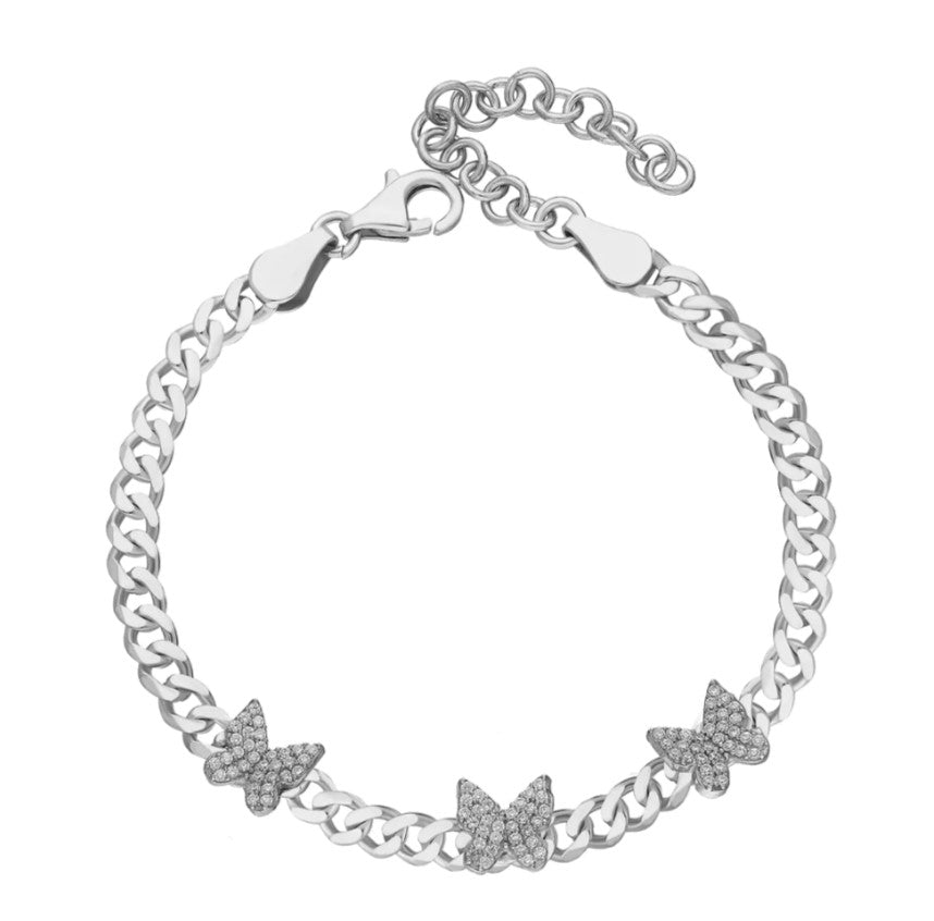 Gourmet-Butterfly-Armkette mit Zirkonia aus 925er Silber – Ansicht 2