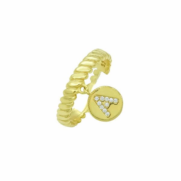 Burma-Ring mit Buchstaben-Plättchen aus 925er Silber