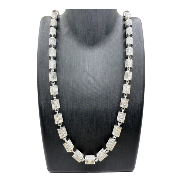 Massive DIAMOND Babbel Kette aus 925er Silber, 9 mm breit, 80 cm lang, 152 g schwer – hochglanzpoliert und Iced Out für den ultimativen Glanz.