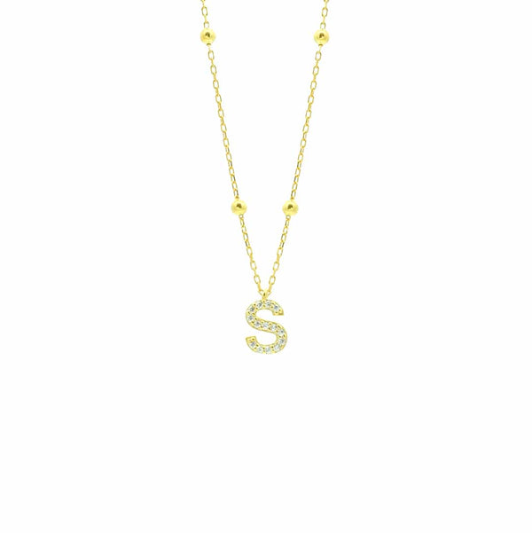 Vintage-Letter-Halskette mit Zirkonia aus 925er Silber