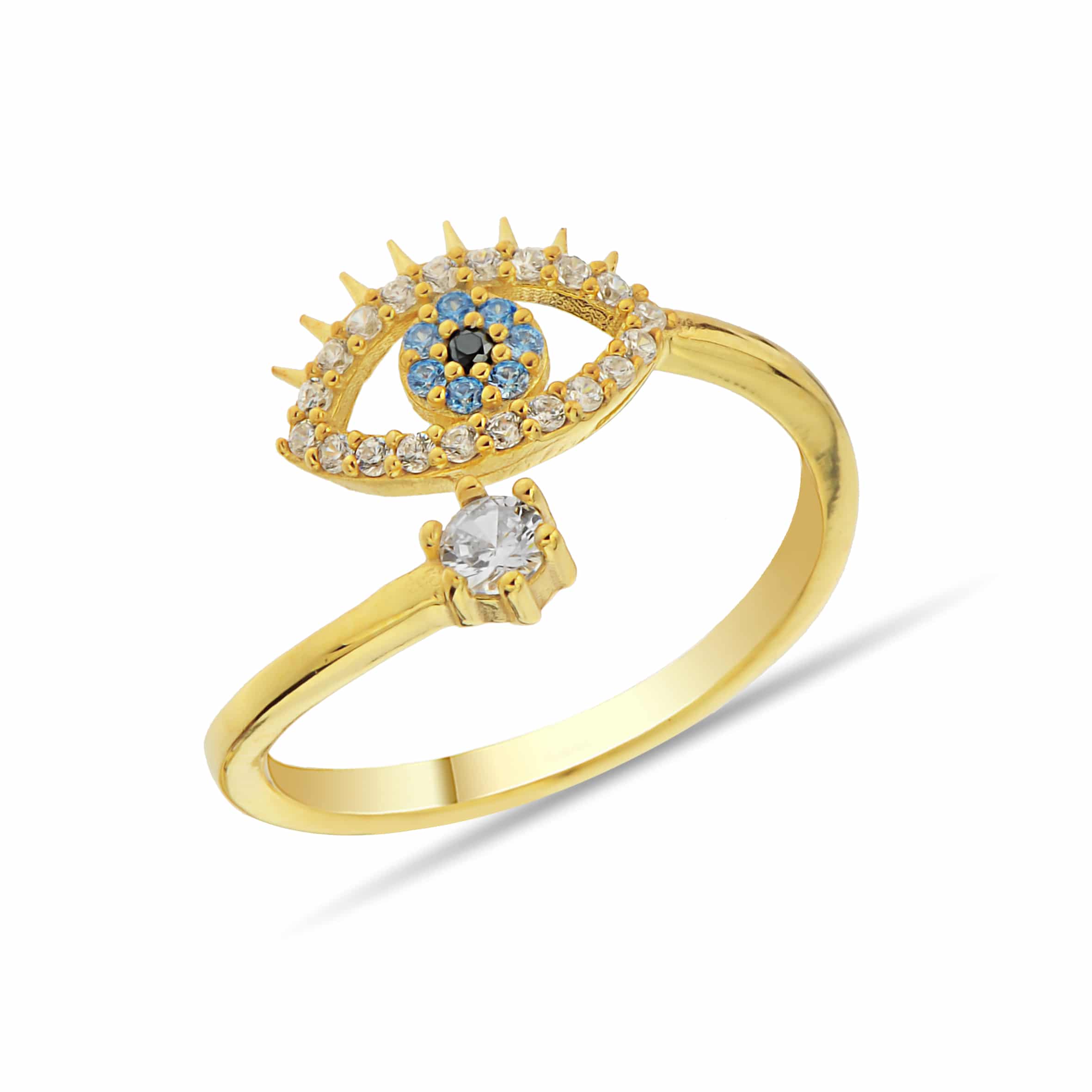 Verleihe deinem Look eine geheimnisvolle Eleganz mit dem Eye Stone Ring aus 925 Sterling Silber! Dieses faszinierende Schmuckstück besticht durch sein einzigartiges Augendesign, das für Schutz, Weisheit und Intuition steht. Der funkelnde Zirkonia-Stein im Zentrum verleiht dem Ring einen edlen Glanz und macht ihn zu einem echten Blickfang.