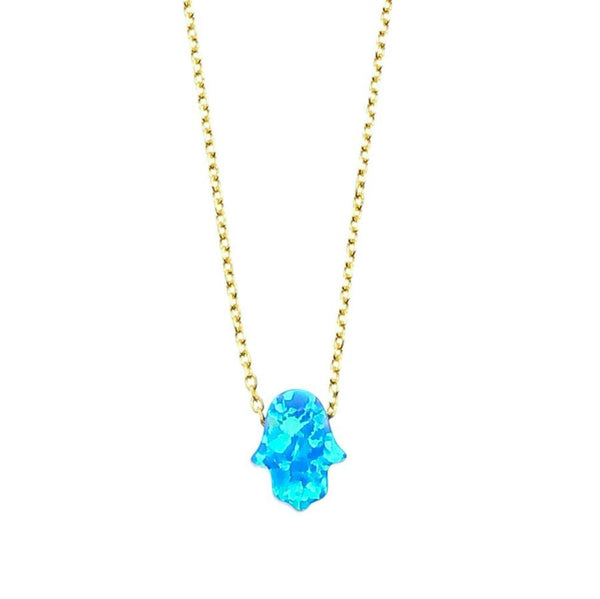 Fatima-Hand-Kette mit Opal aus 925er Silber