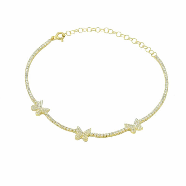 Full Chain Butterfly-Armkette aus 925er Silber, vergoldet