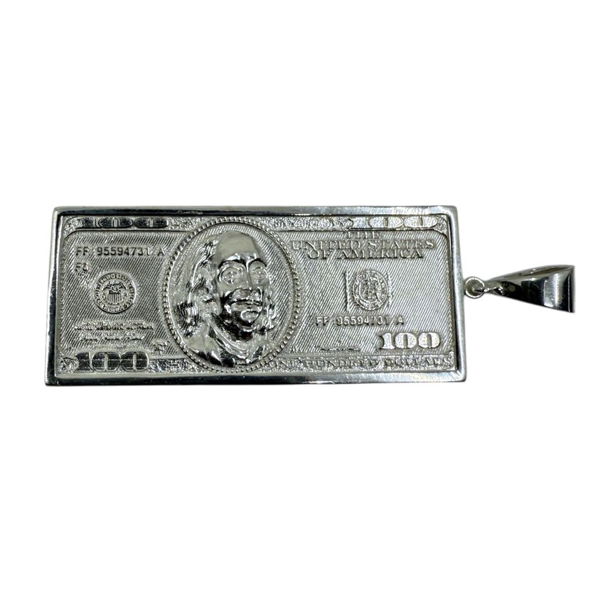 Geldanhänger 100 Dollarschein Anhänger Silber 925 Klein