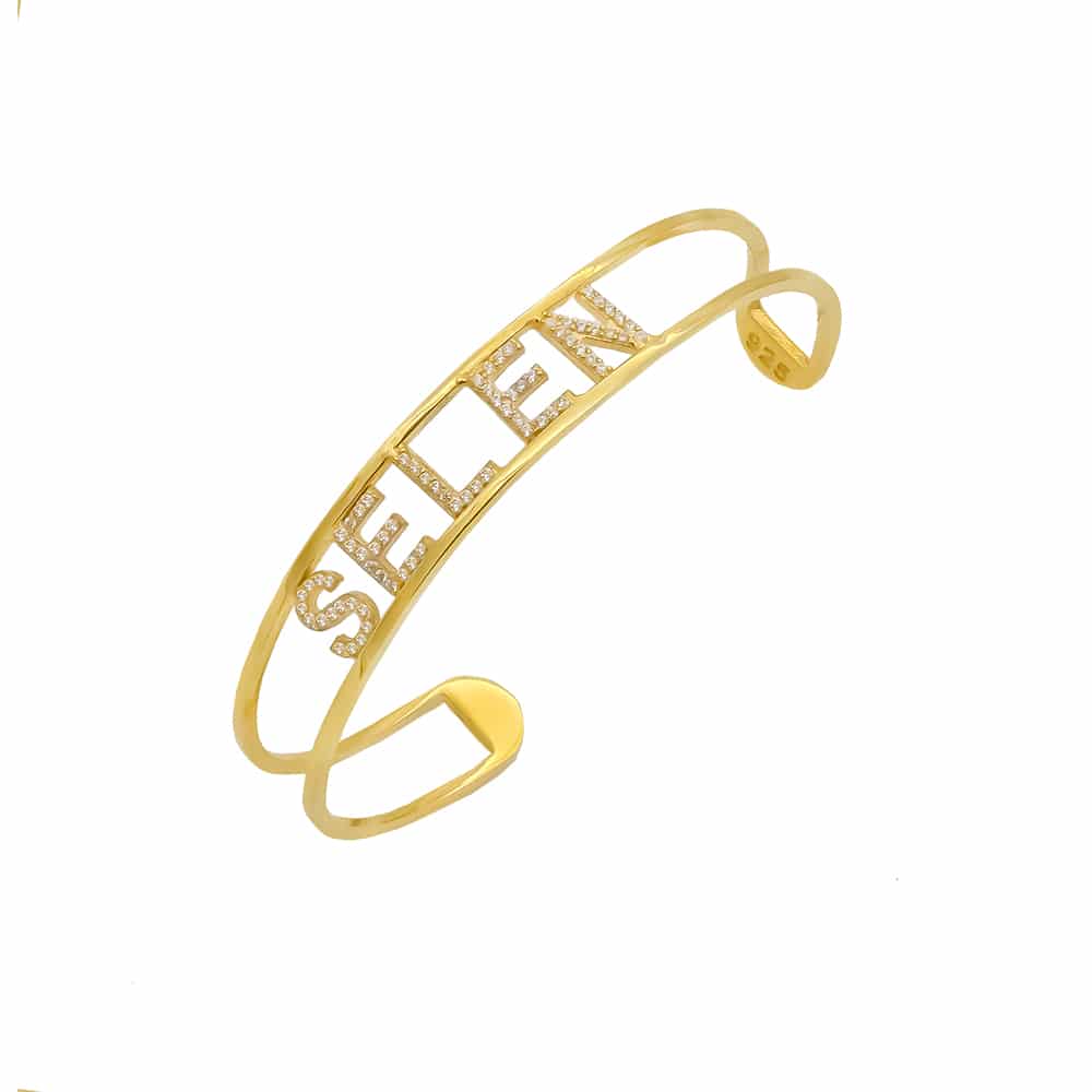 Gliederung Design Bangle mit Zirkonia aus 925 Silber – Eleganter Armreif mit funkelndem Zirkonia-Besatz