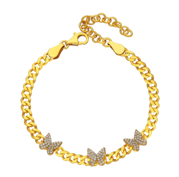 Gourmet-Butterfly-Armkette mit Zirkonia aus 925er Silber