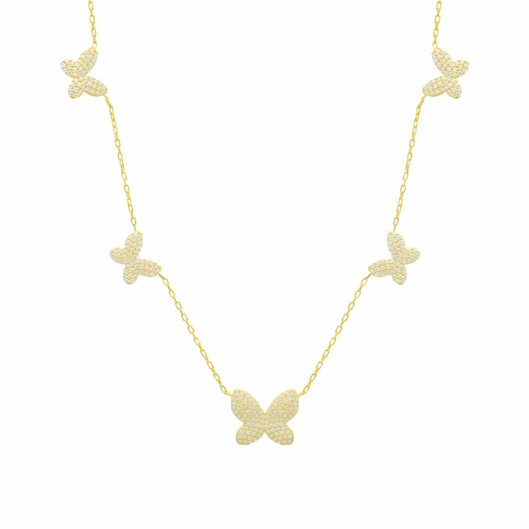 Bezaubernde Halle Zirkonia Butterfly Chain aus 925er Silber, ideal für Schmetterlingsliebhaber.