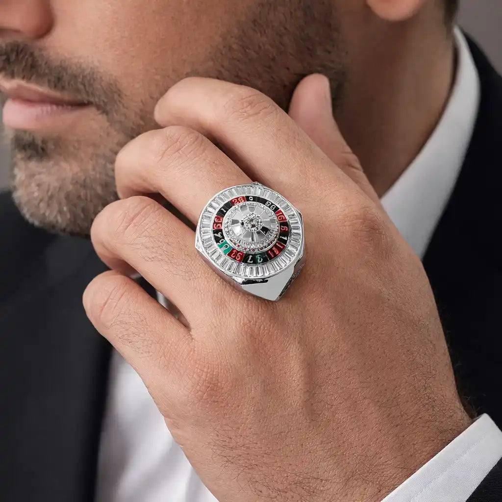 Herren Ring aus 925 Sterling Silber – Roulette Iced Out