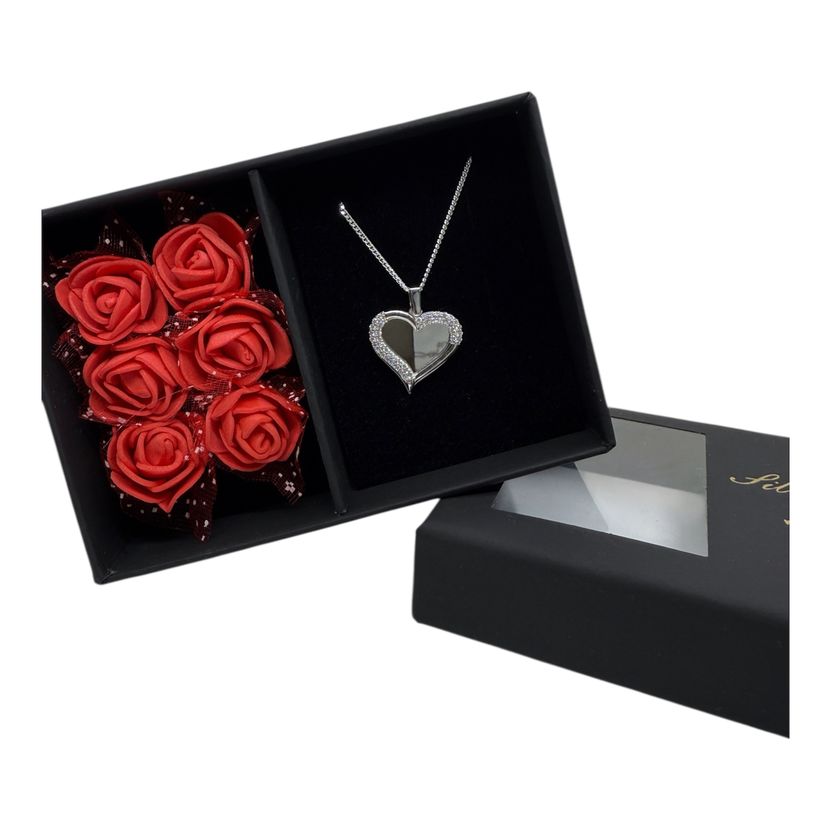 Herz LOVE HALSKETTE LIMITIERT - 925 SILBER Inklusive Rosenbox Inkl. Wunschgravur