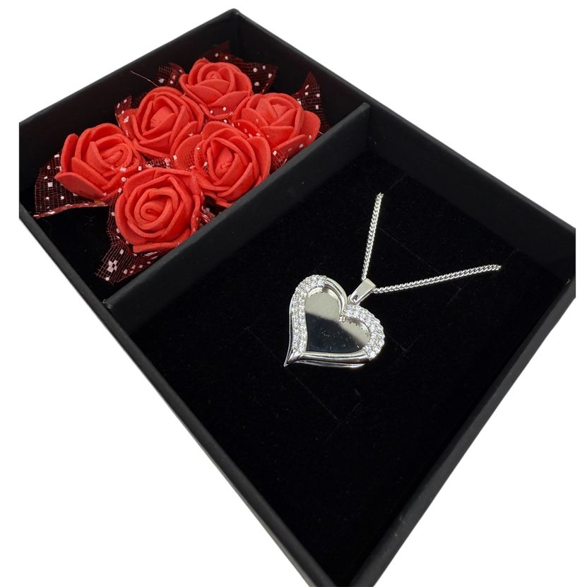 Herz LOVE HALSKETTE LIMITIERT - 925 SILBER Inklusive Rosenbox Inkl. Wunschgravur