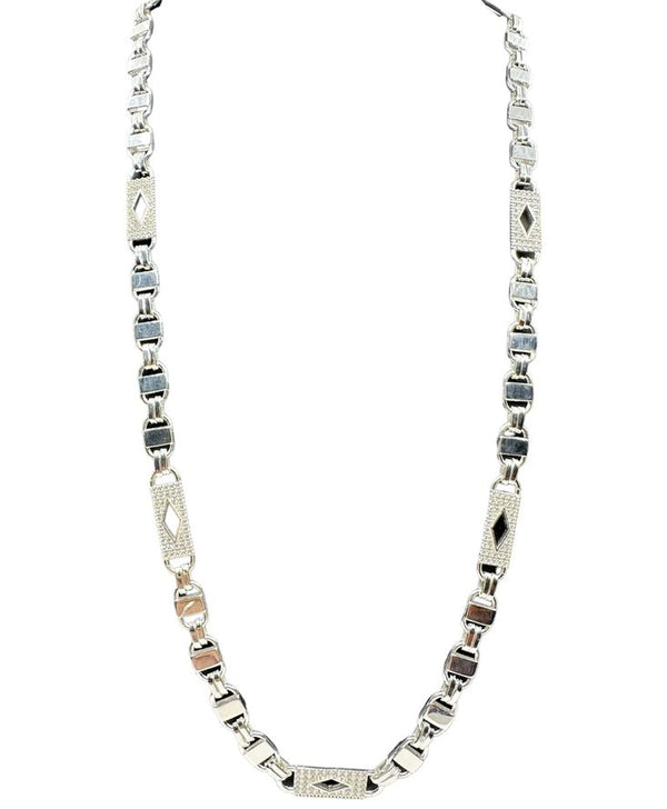 ICED OUT PLATTENKETTE (Steigbügelkette) – 7MM BREIT 60-70 CM – SILBER 925 (2)