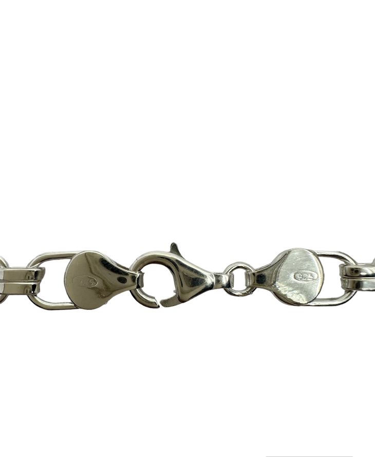 Plattenkette Iced Out (Steigbügelkette) 7 mm aus 925er Silber – Ansicht 5