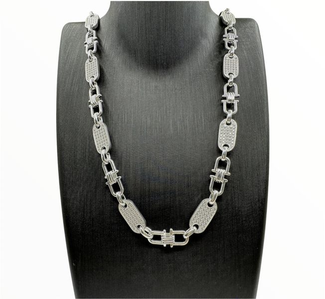 Plattenkette Iced Out (Steigbügelkette) 12 mm aus 925er Silber