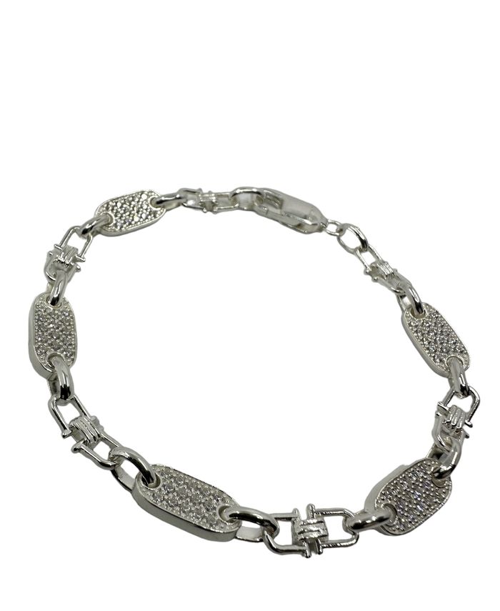 ICED OUT PLATTENKETTE Armband (Steigbügelkette) - 6MM BREIT- SILBER 925
