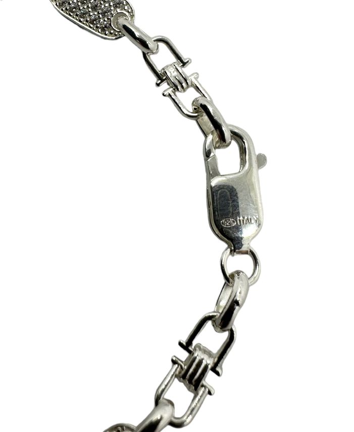 ICED OUT PLATTENKETTE Armband (Steigbügelkette) - 6MM BREIT- SILBER 925