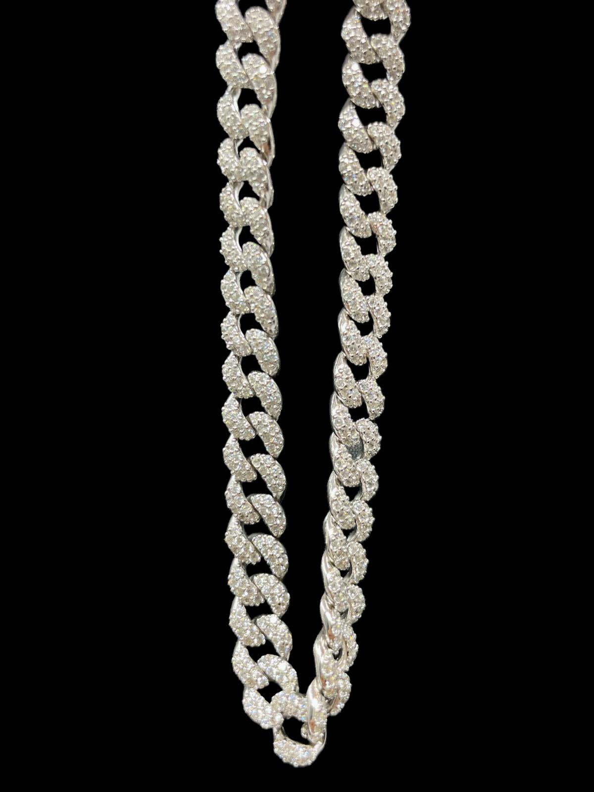 Cuban Link Kette Iced Out 6 mm aus rhodiniertem 925er Silber