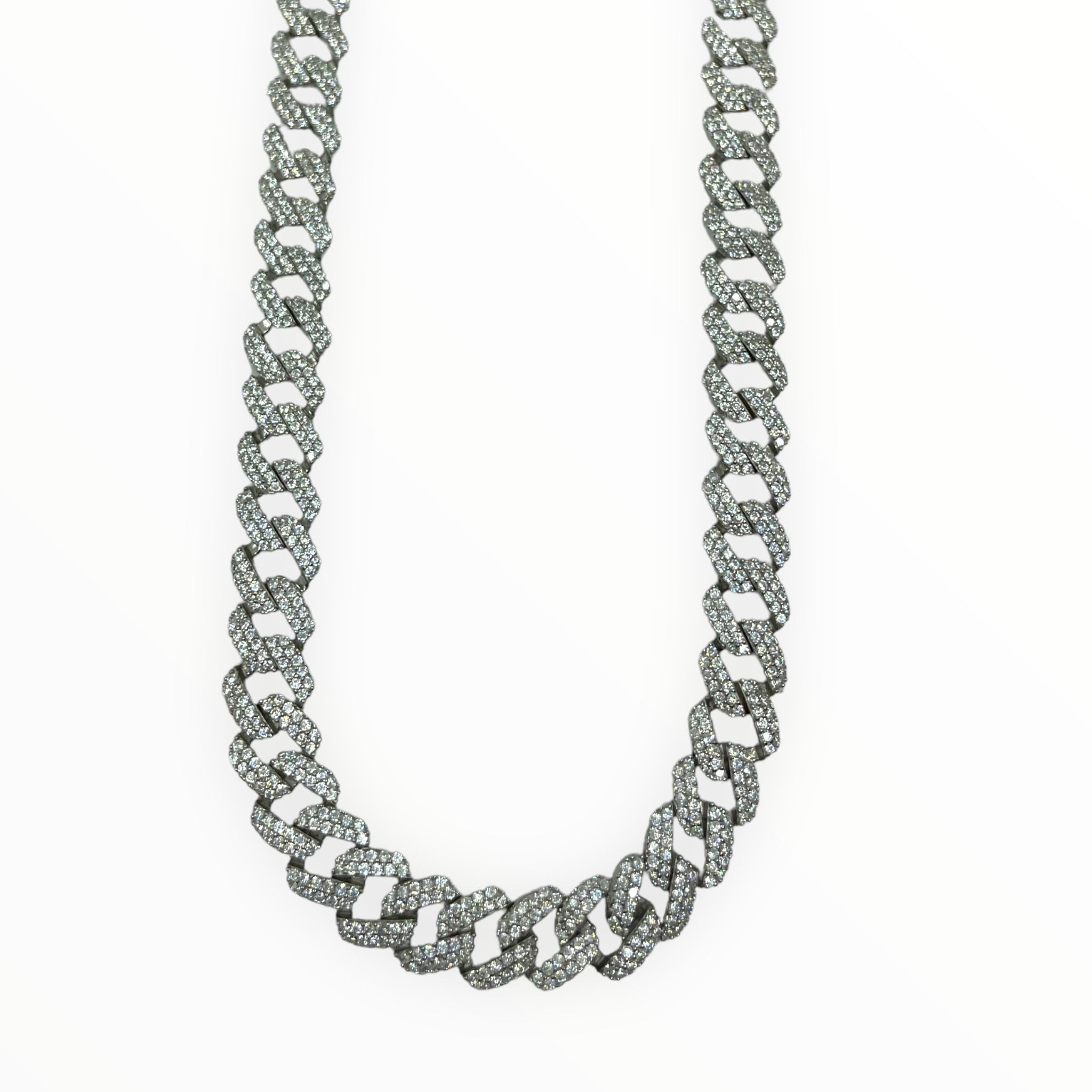 Iced Out Cuban Link kette 8,5mm breit 50-60cm lang 925 Sterling Silber (2)