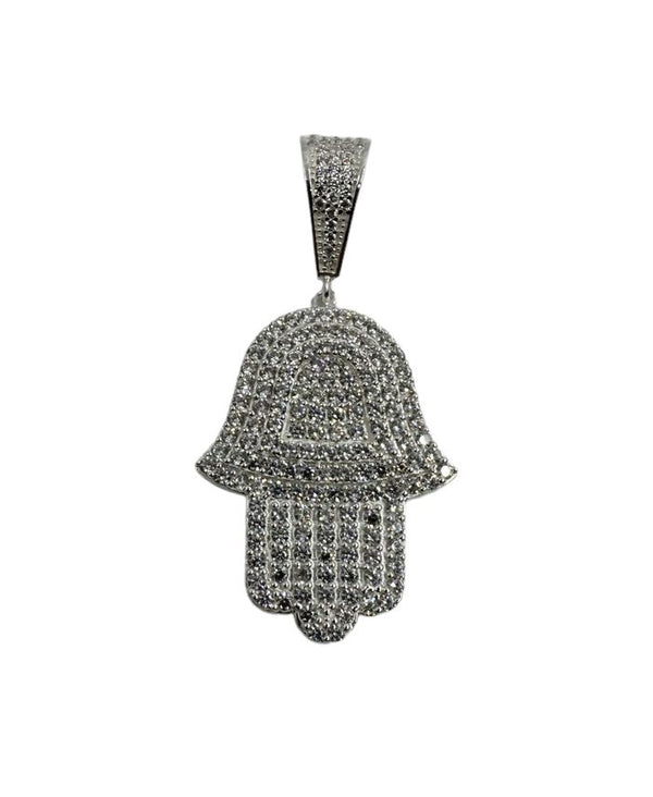 Iced-Out-Fatima-Hand-Anhänger aus 925er Sterlingsilber