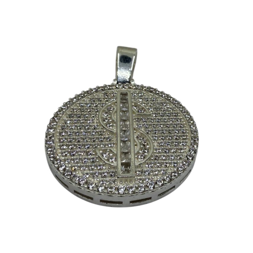 Iced-Out Dollar Anhänger aus 925er Silber