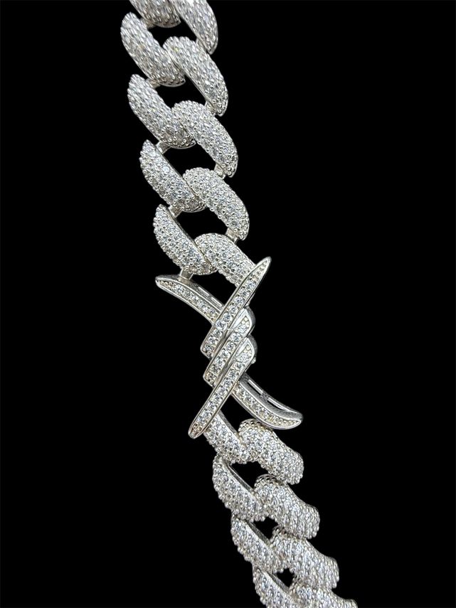 Iced Out Cuban Link Texas Kette in Silber925