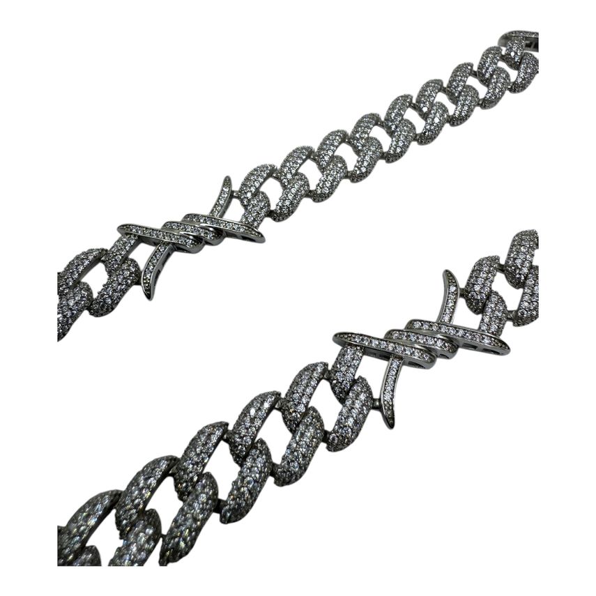 Iced Out Cuban Link Texas Kette in Silber925