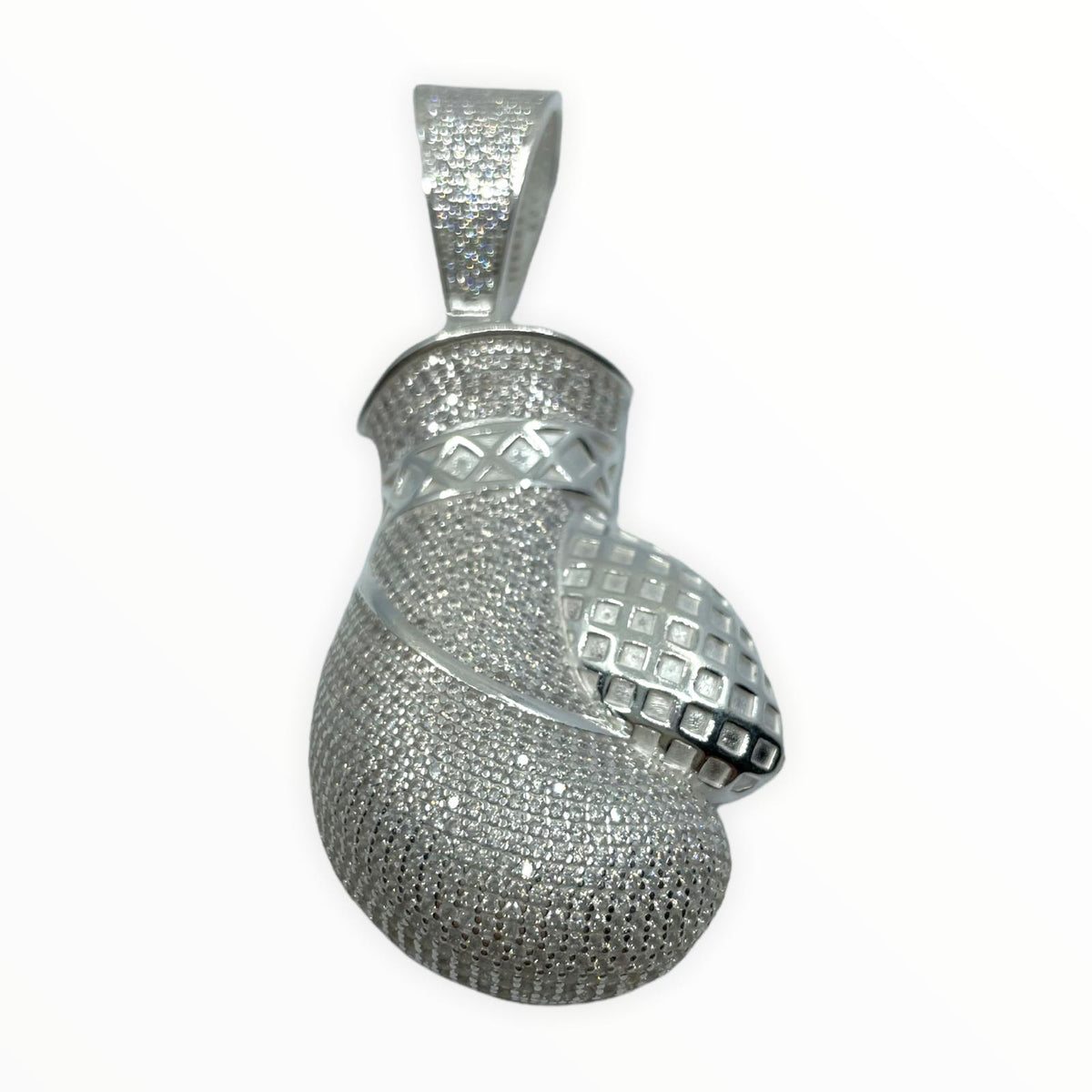 Boxhandschuhe-Anhänger XXL Iced Out aus 925er Sterlingsilber
