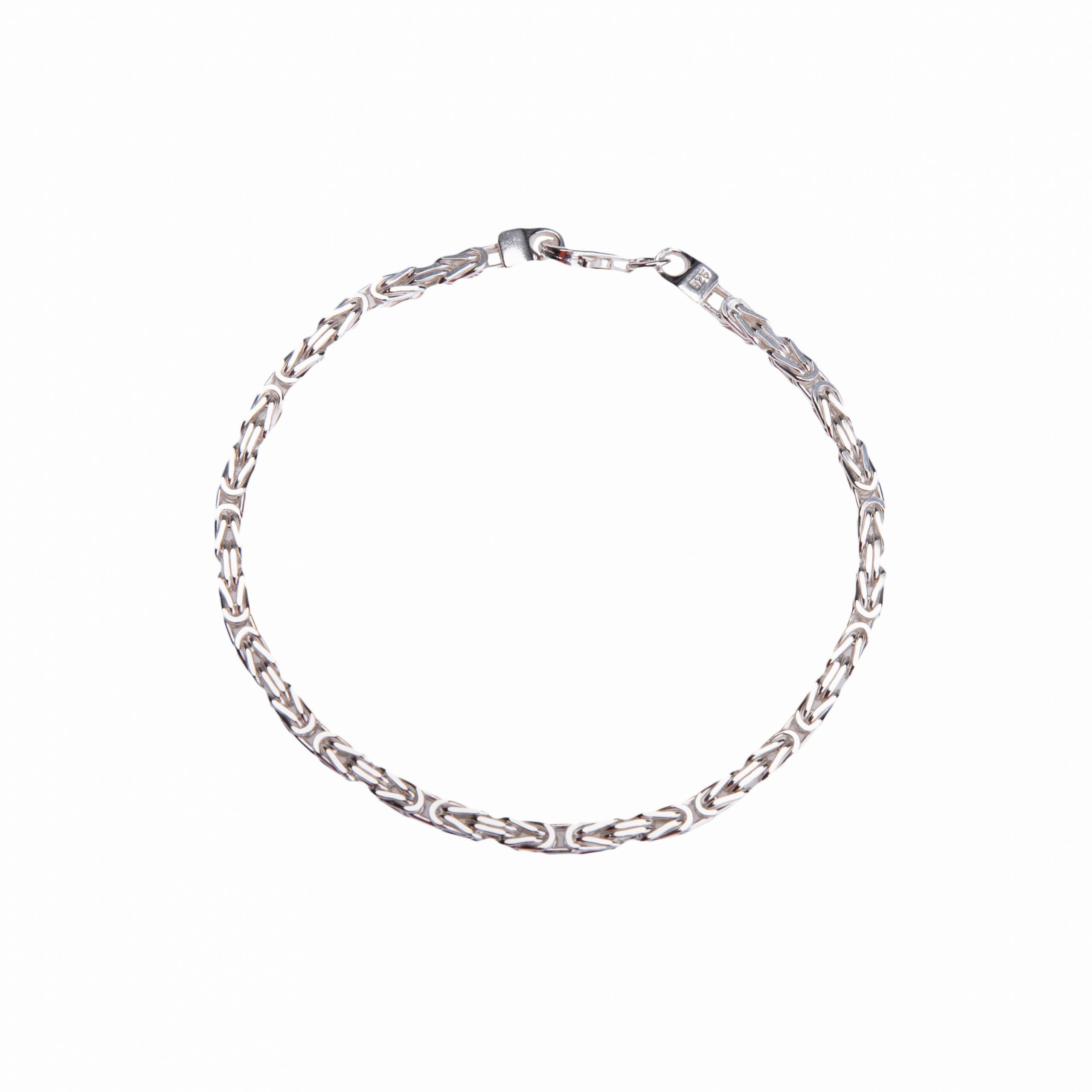 Silber 925 Königskette Armband 3mm Massiv