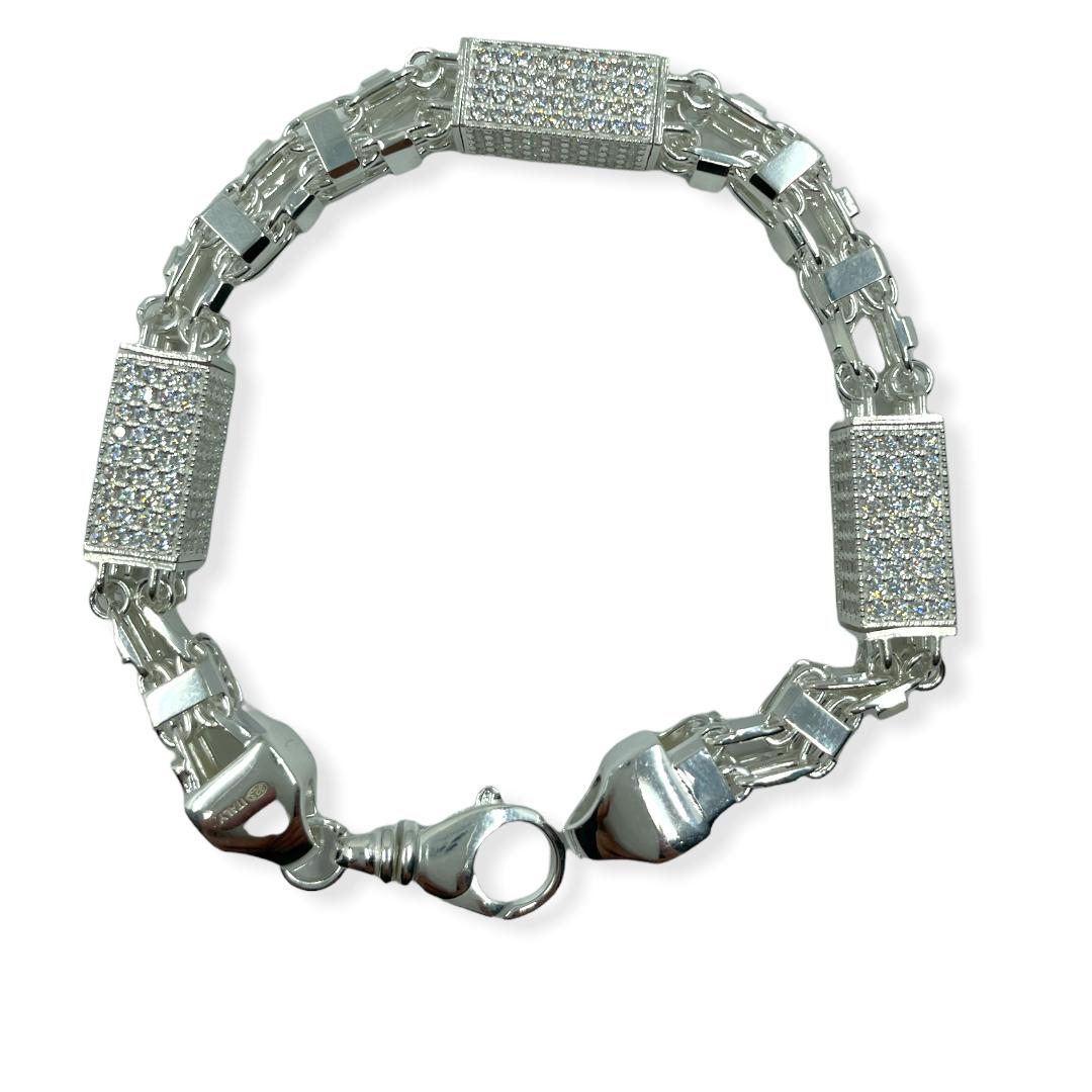 Käfigkette Armband Iced Out 8,5 mm aus 925er Sterlingsilber
