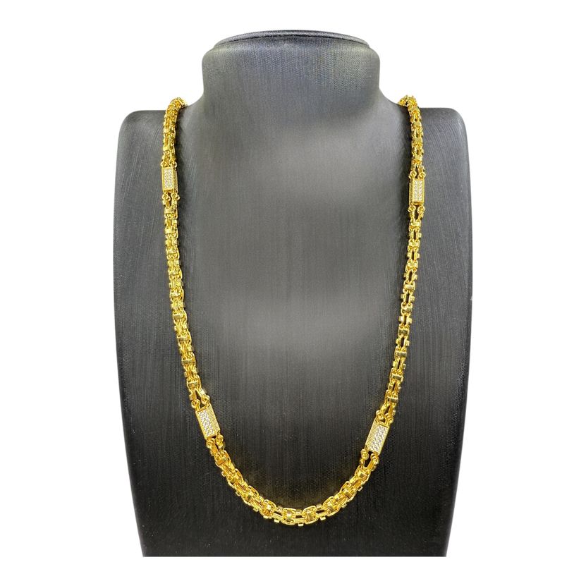 Käfigkette Iced Out 5mm vergoldet aus 925 Silber für Herren