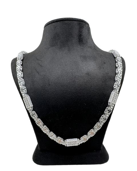 Käfigkette Iced Out 6 mm aus 925er Sterlingsilber mit Zirkonia