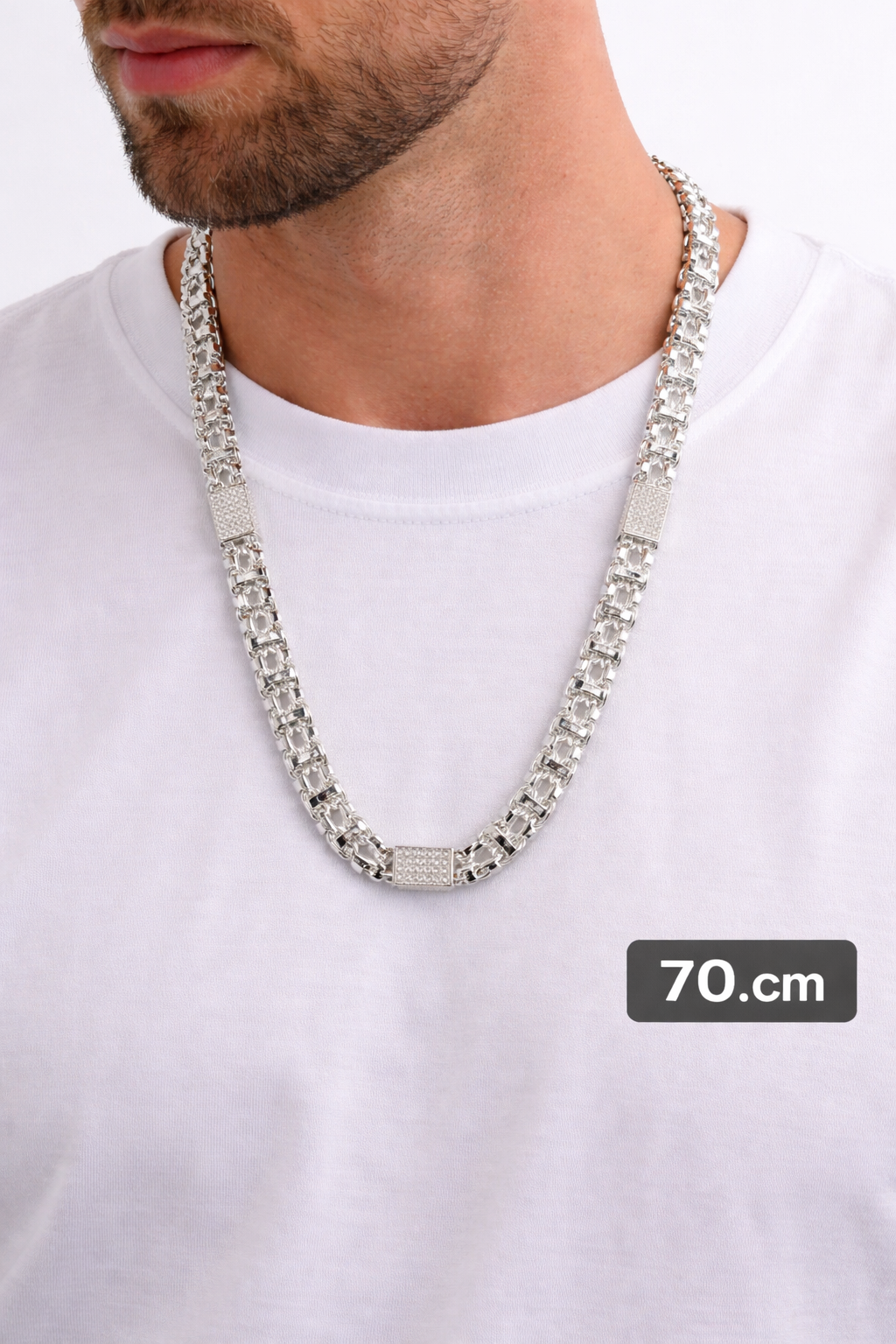 Käfigkette Iced-Out 8.5mm breit Silber 925