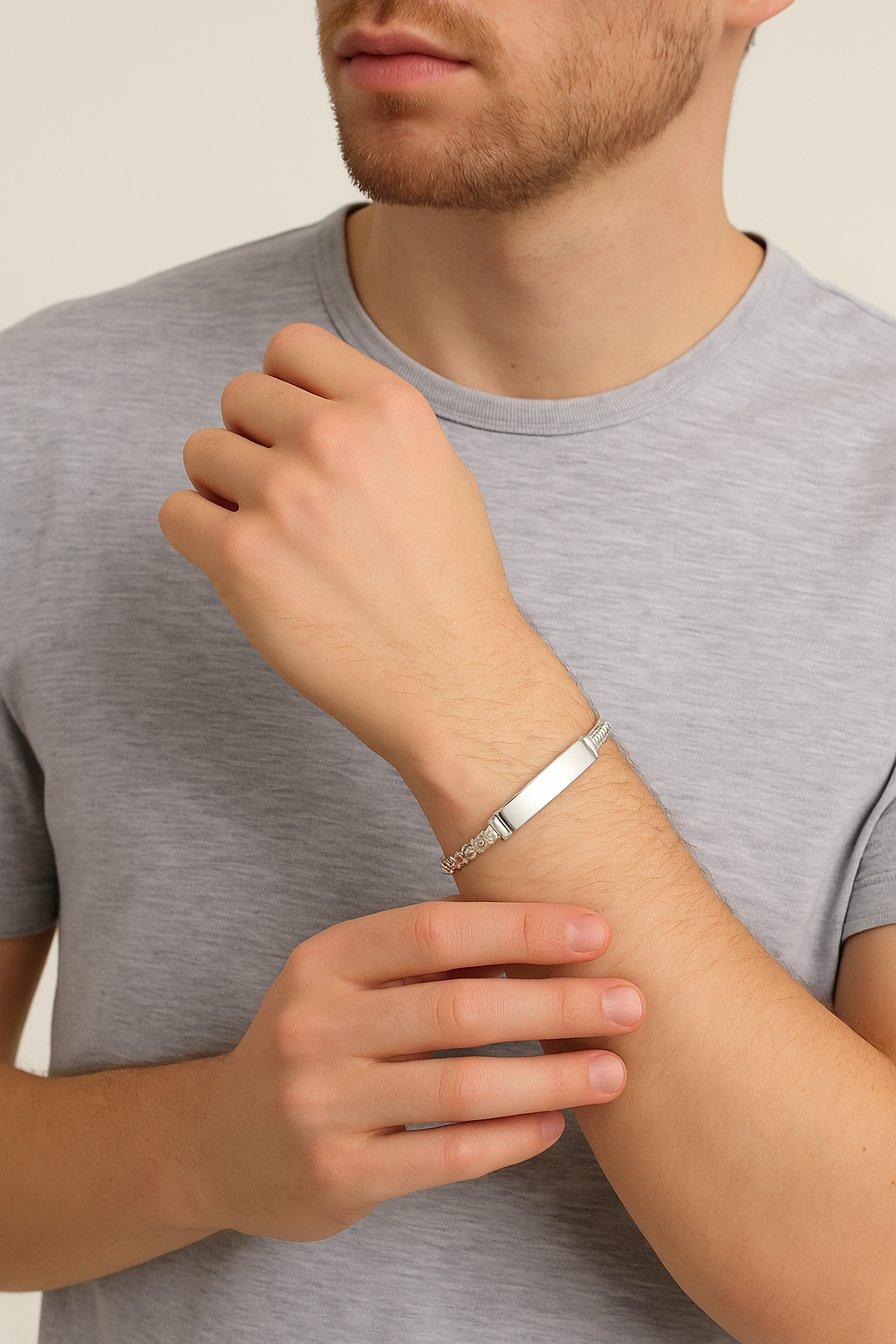 Königskette Armband 3 mm mit Gravurplatte aus 925er Sterlingsilber – Ansicht 2