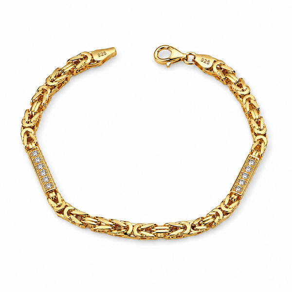 Königskette Armband 4 mm Iced Out aus 925er Silber, 18 Karat vergoldet