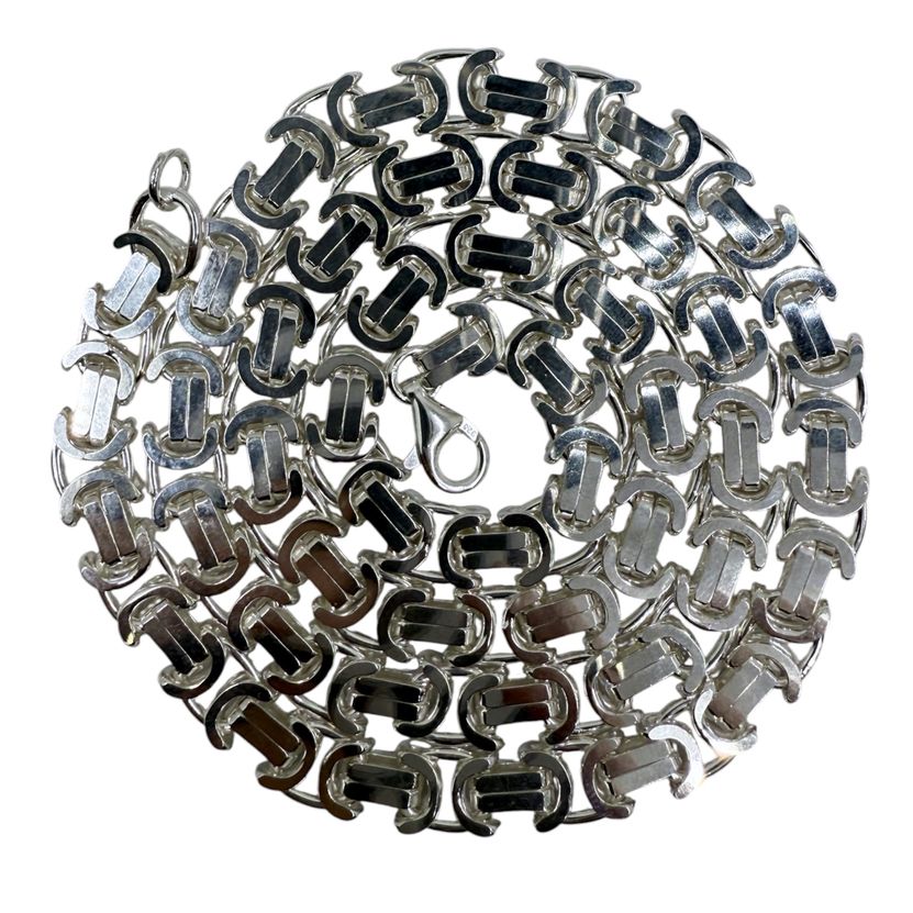 Königskette Flach 8 mm aus 925 Sterling Silber – Massiv Herren Halskette