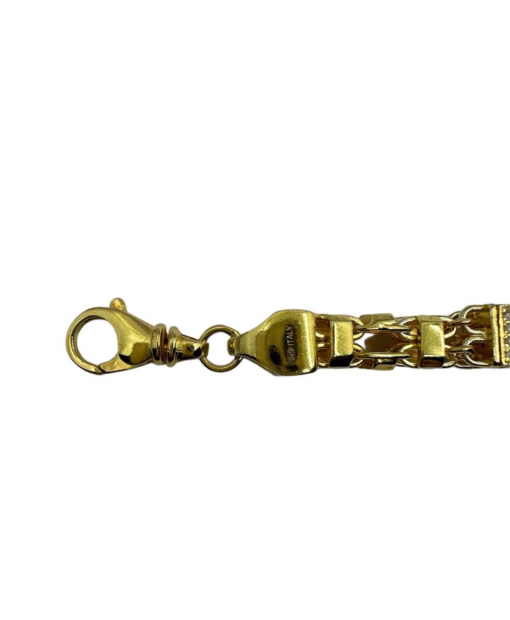 Käfigkette Iced-Out 8.5mm breit Silber 925 MIT 18K ECHTGOLD VERGOLDUNG (3)