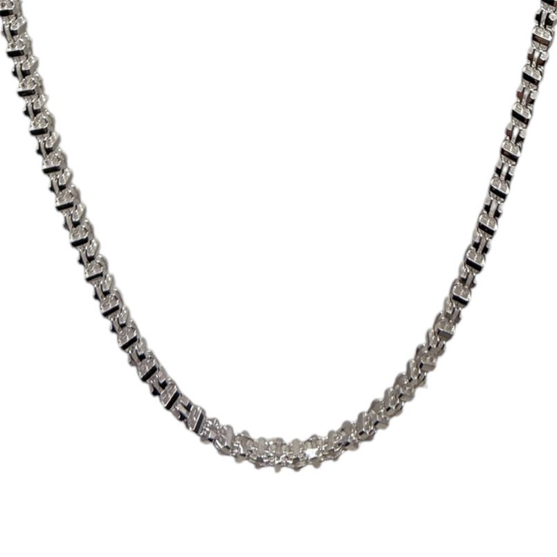 Käfigkette aus 925 Silber, 3.5 mm breit, 55–65 cm lang, ca. 29–31 g schwer – maskuline, massiv gearbeitete Halskette 