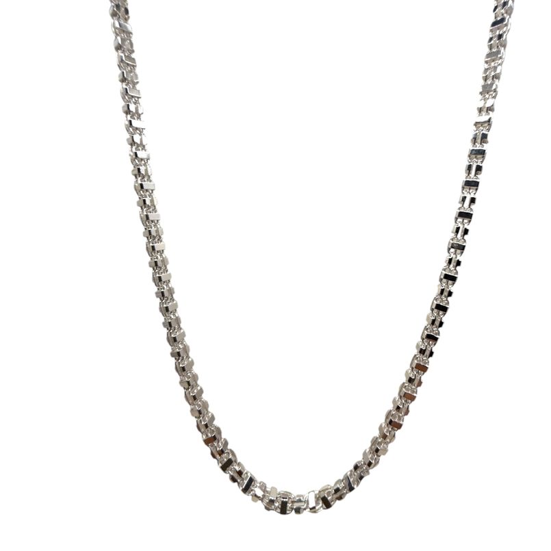 Käfigkette aus 925 Silber, 4.5 mm breit, 55–65 cm lang, ca. 40–43 g schwer – maskuline, massiv gearbeitete Halskette 