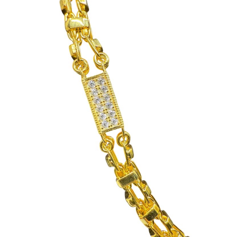 Käfigkette Iced-Out 5mm Vergoldet breit Silber 925