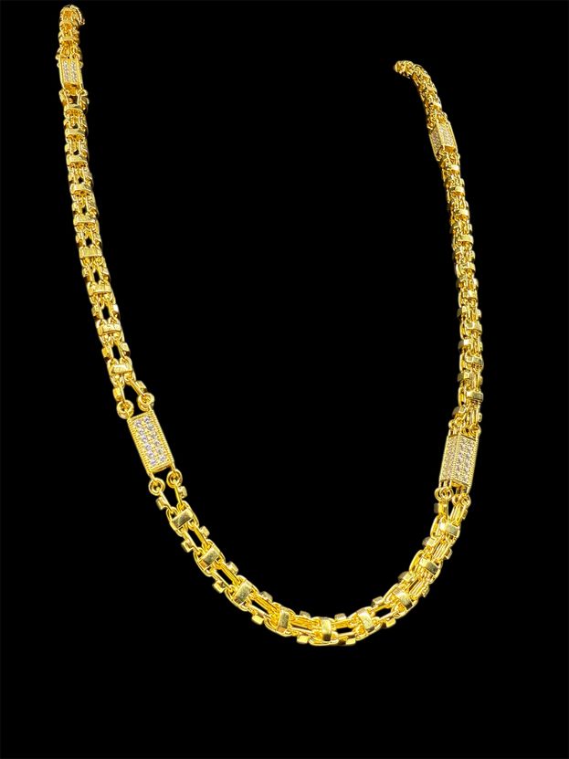 Käfigkette Iced-Out 5mm Vergoldet breit Silber 925