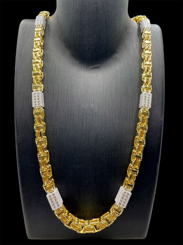 Käfigkette Iced-Out 9mm breit Silber 925 MIT 18K ECHTGOLD VERGOLDUNG