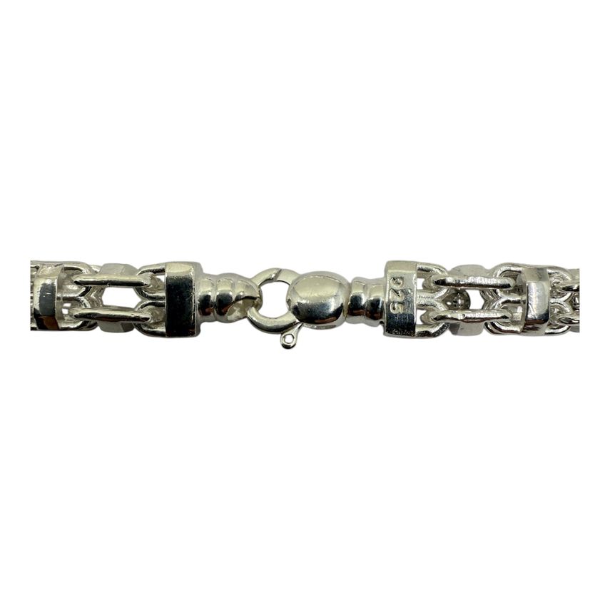 Käfigkette Iced-Out Blau 6mm breit Silber 925
